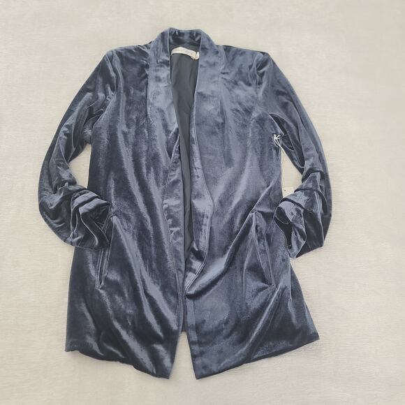 Bishop & Young Icon Blazer Velvet In Emerald Blue 3/4 sleeve Career Board room - Picture 9 of 13